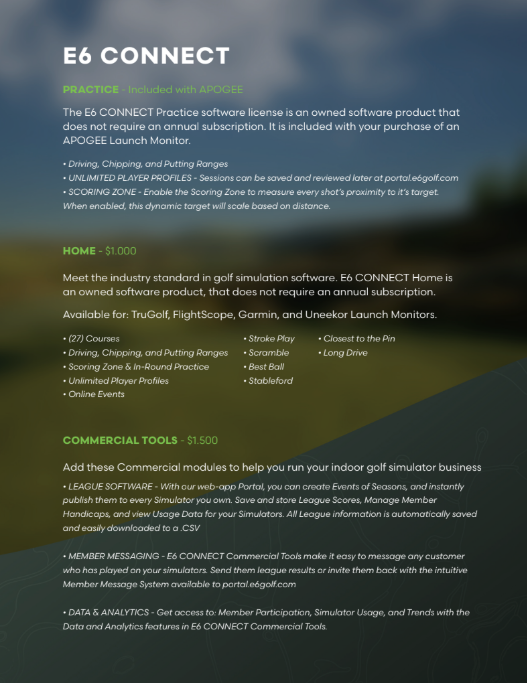 E6 CONNECT software tiers